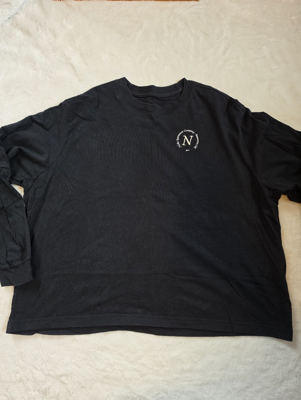 Nike Sportswear Logo Long Sleeve Tee Black Boxy Oversized Women's XL - Picture 2 of 6